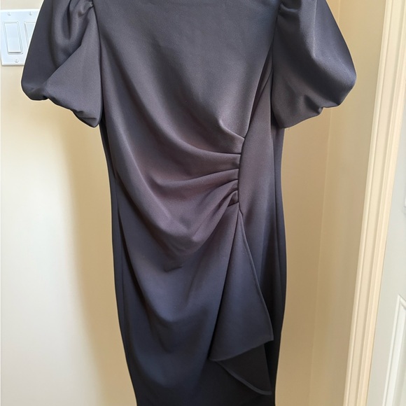 DKNY Black Asymmetrical Ruched Cocktail Dress - Picture 2 of 12